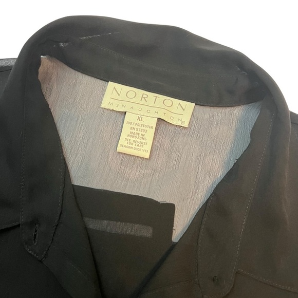 Norton McNaughton Sheer Black Button-Up Blouse | Size XL - Picture 4 of 6